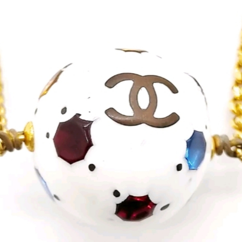 CHANEL 98P SOCCER BALL LOGO CC COCO MARK AÇCESSORY JEWELRY CHAIN NECKLACE METAL - Picture 8 of 12